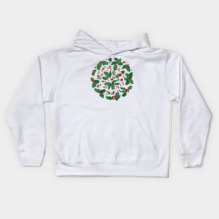 Holly Pattern Wreath Kids Hoodie